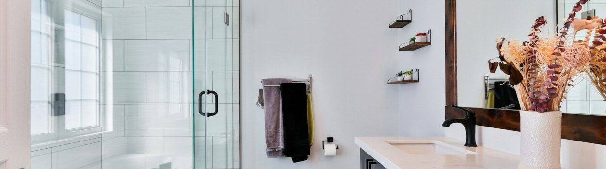 modern bathroom with shower and vanity